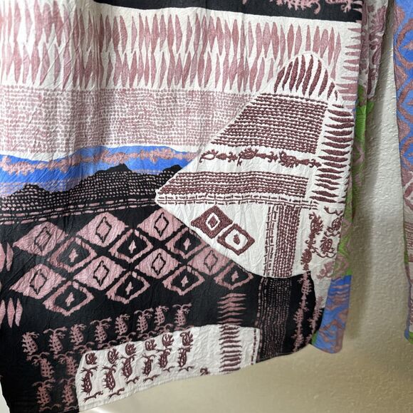 Jams World Size L Cropped Pants Patchwork Multicolored Pull On Elastic Waist - Picture 2 of 12